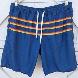 Fair Harbor Striped Navy Performance Anchor 8" Swim Shorts/Trunk Mens. Sz XL